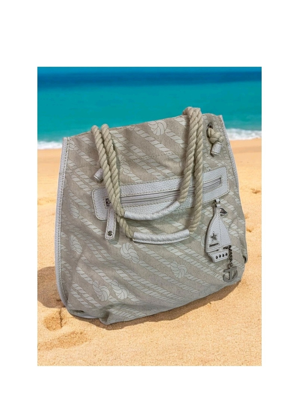 'Rafe New York For Clarins Paris' Neutral Beige Rope-Handle Tote Bag - Picture 1 of 5